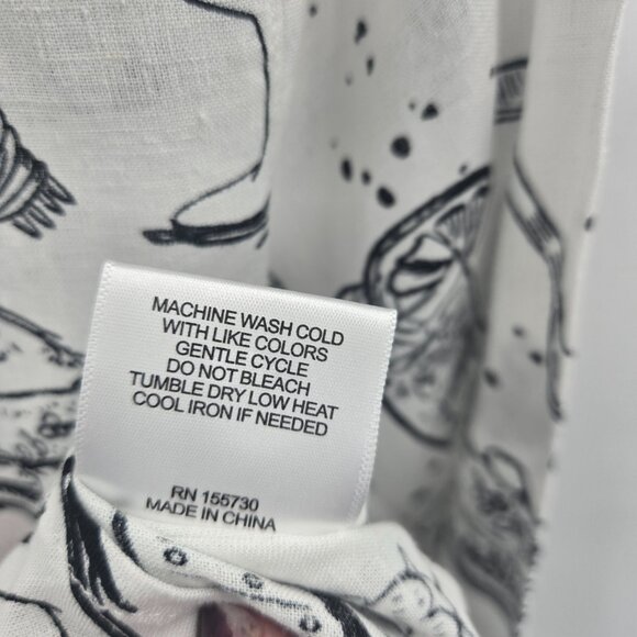 Jane And Delancey White Black Food Dessert Button Down Long Sleeved Blouse Small - Picture 11 of 13